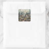 Boston, Boston Massachusetts City Skyline mit Kart Quadratischer Aufkleber (Tasche)