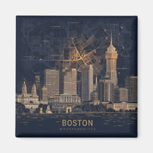 Boston, Boston Massachusetts Stadt-Skyline mit Kar Magnet