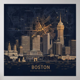 Boston, Boston Massachusetts Stadt Skyline mit Kar Poster