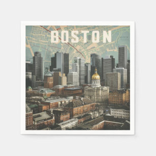 Boston, Boston Massachusetts Stadt-Skyline mit Kar Serviette
