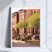 Boston Brownstones | Beacon Street Aquarell-Kunst