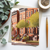 Boston Brownstones | Beacon Street Wasserfarbkarte