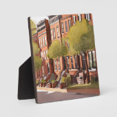 Boston Brownstones | Beacon Street Watercolor Art Fotoplatte (Vorderseite)