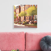 Boston Brownstones | Beacon Street Watercolor Leinwanddruck (Insitu (Wohnzimmer))