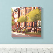 Boston Brownstones | Beacon Street Watercolor Leinwanddruck (Insitu (Holzboden))