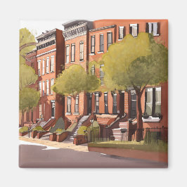 Boston Brownstones | Beacon Street Watercolor Magnet