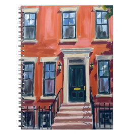 Boston Brownstones Massachusetts Aquarell Notizblock