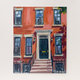Boston Brownstones Massachusetts Aquarell Puzzle