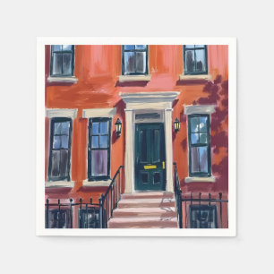 Boston Brownstones Massachusetts Aquarell Serviette