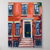 Boston Brownstones Massachusetts Watercolor Art Poster (Vorne)