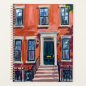 Boston Brownstones Massachusetts Watercolor Planer (Vorderseite)