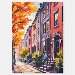Boston Brownstones Wasserfarbe Massachusetts Magnet