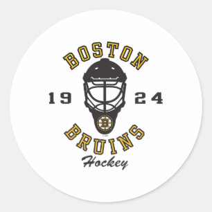 Boston Bruins Hockeymaske Grau Offiziell Lizenzier Runder Aufkleber