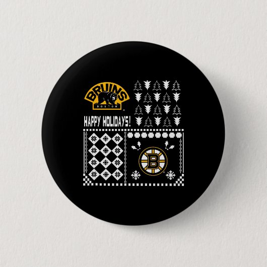 Boston Bruins Ugly Christmas Holiday Sweater Button (Vorderseite)