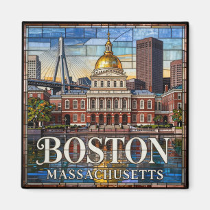Boston Buntglas Historische Stadtansicht 🏛️ Magnet