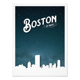 Boston by Night Skyline - Boston, Massachusetts, U Fotodruck