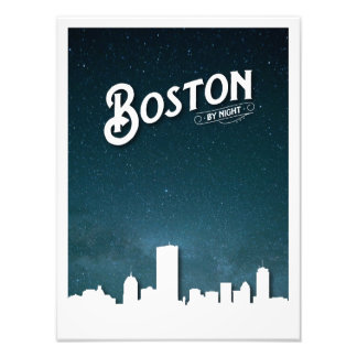 Boston by Night Skyline - Boston, Massachusetts, U Fotodruck