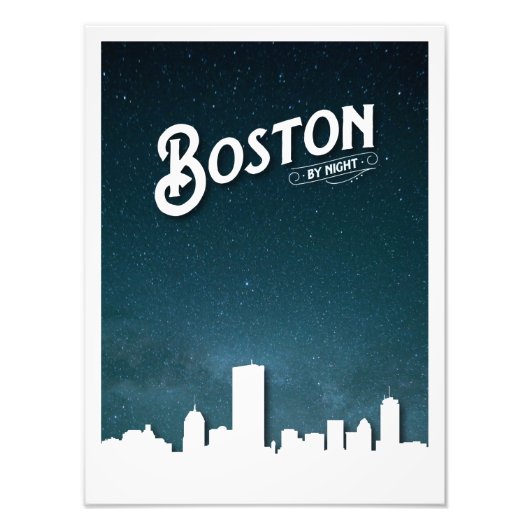 Boston by Night Skyline - Boston, Massachusetts, U Fotodruck (Vorne)