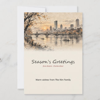 Boston Charles River Tusche-Weihnachtskarte Feiertagskarte