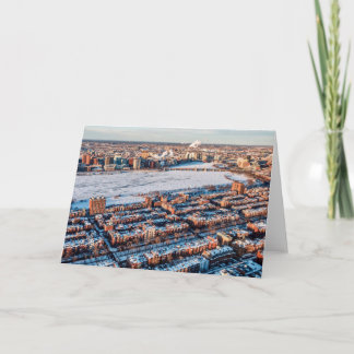 Boston Charles River und Brownstones im Schnee Karte