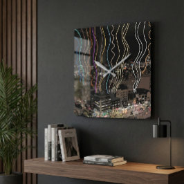 Boston City Lights Quadratische Wanduhr