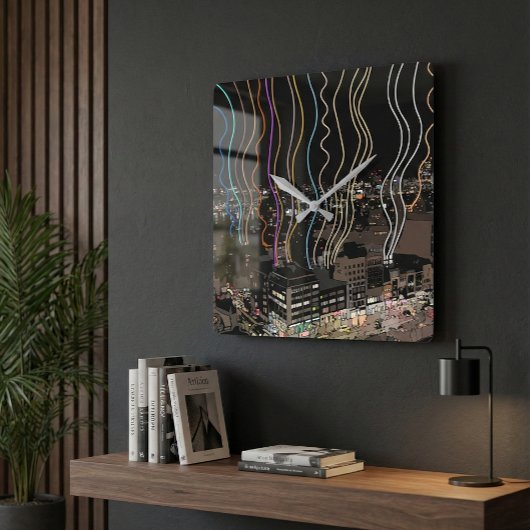 Boston City Lights Quadratische Wanduhr