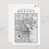 Boston City Map + Location Marker Postkarte (Vorne/Hinten)
