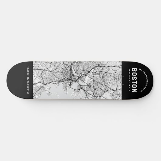 Boston City Map Skateboard (Horizontal)