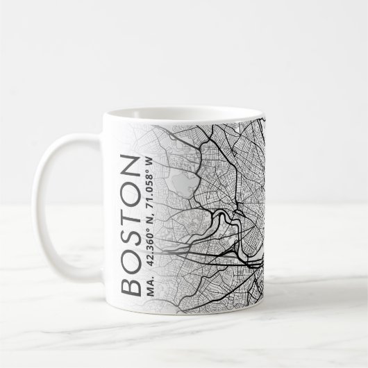 Boston City Map | Tasse des Kaffees (Links)