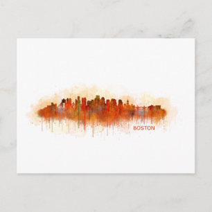 Boston City Massachusetts skyline v3 Postkarte
