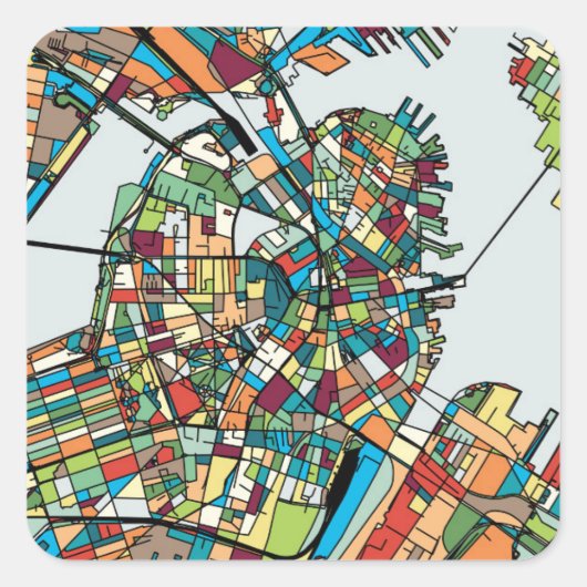 Boston City Quadratischer Aufkleber (Vorderseite)