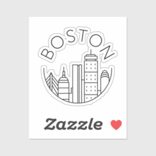 Boston City Skyline, Boston MA-Silhouette Aufkleber