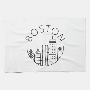 Boston City Skyline, Boston MA-Silhouette Geschirrtuch