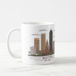 Boston City Skyline, Boston MA-Silhouette Kaffeetasse