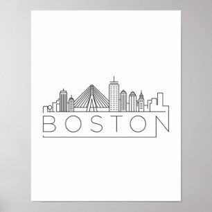 Boston City Skyline, Boston MA-Silhouette Poster