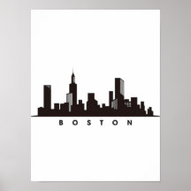 Boston City Skyline, Boston MA-Silhouette