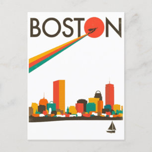 Boston City Skyline, Boston MA-Silhouette Postkarte