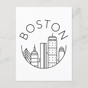 Boston City Skyline, Boston MA-Silhouette Postkarte