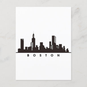 Boston City Skyline, Boston MA-Silhouette Postkarte
