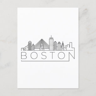 Boston City Skyline, Boston MA-Silhouette Postkarte