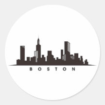 Boston City Skyline, Boston MA-Silhouette