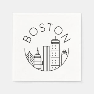 Boston City Skyline, Boston MA-Silhouette Serviette