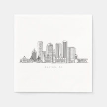 Boston City Skyline, Boston MA-Silhouette
