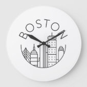 Boston City Skyline, Boston ma skyline Große Wanduhr (Vorderseite)