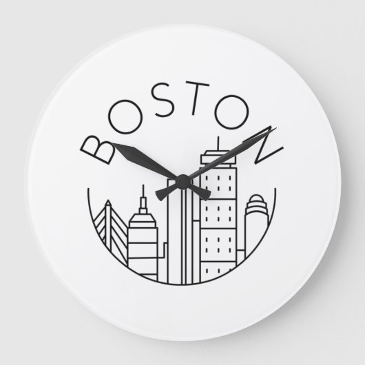 Boston City Skyline, Boston ma skyline Große Wanduhr (Vorderseite)