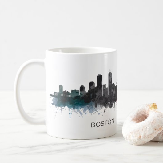 Boston City Skyline, Boston Ma Skyline Kaffeetasse (Mit Donut)