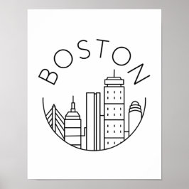 Boston City Skyline, Boston ma skyline Poster