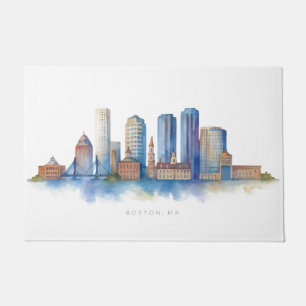 Boston City Skyline   Modernes Boston MA Fußmatte