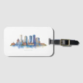 Boston City Skyline | Modernes Boston MA Gepäckanhänger (Vorderseite (Horizontal))