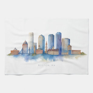 Boston City Skyline Modernes Boston MA Geschirrtuch